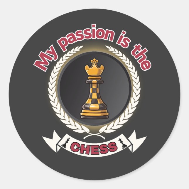 Chess King Laurel Crown Passion Strategy Power Classic Round Sticker (Front)