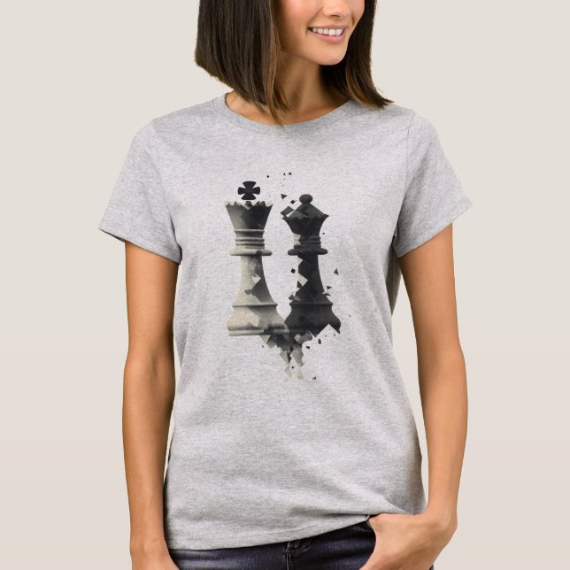 Chess King & Queen Abstract T-Shirt (Front)