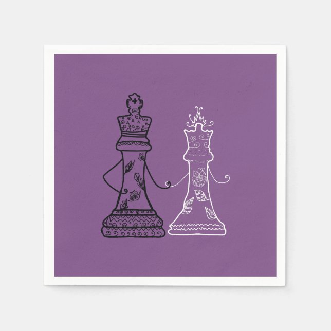 Chess King Queen Figures  Napkins (Front)