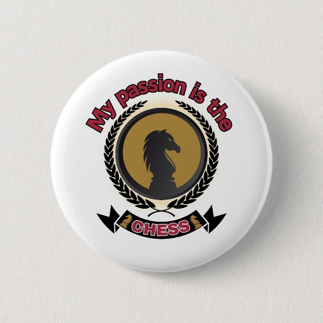 Chess Knight Laurel Crown Passion Strategy T-Shirt 6 Cm Round Badge (Front)