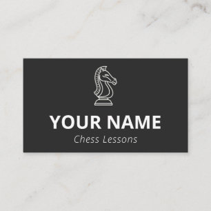 Chess Lessons Elegant Minimalist Black & White  Business Card