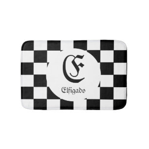 Chess Lover Custom Name Initial Bath Mat