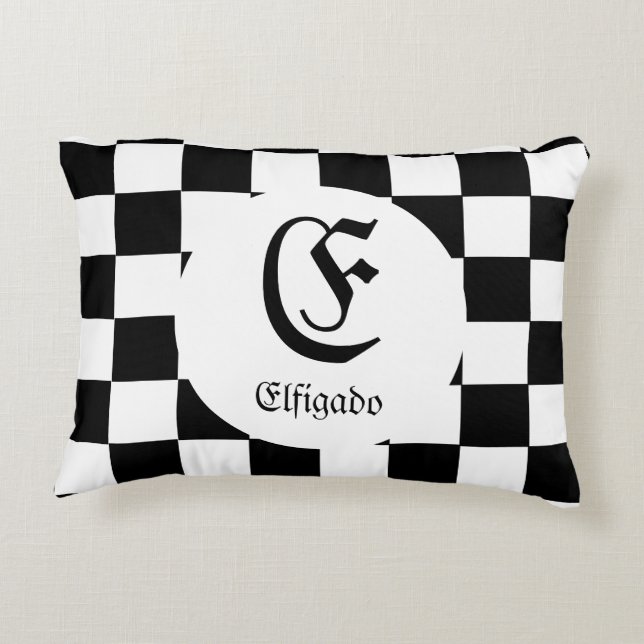 Chess Lover Custom Name Initial Decorative Cushion (Back)