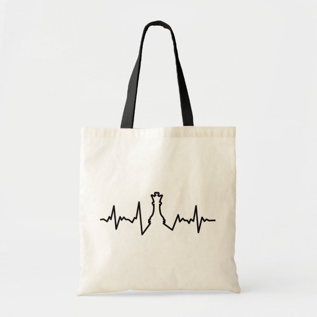 Chess Lover Heart Beat Pulse Queen Game Piece Tote Bag (Front)