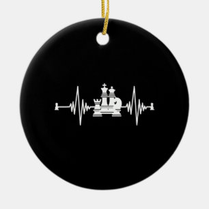 Chess Lover Heartbeat Chess T-Shirt Ceramic Tree Decoration