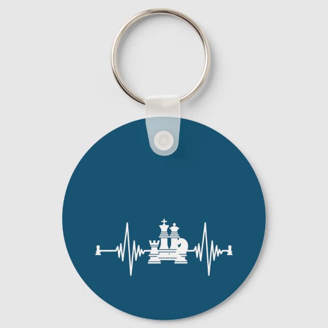 Chess Lover | Heartbeat Chess T-Shirt Key Ring (Front)