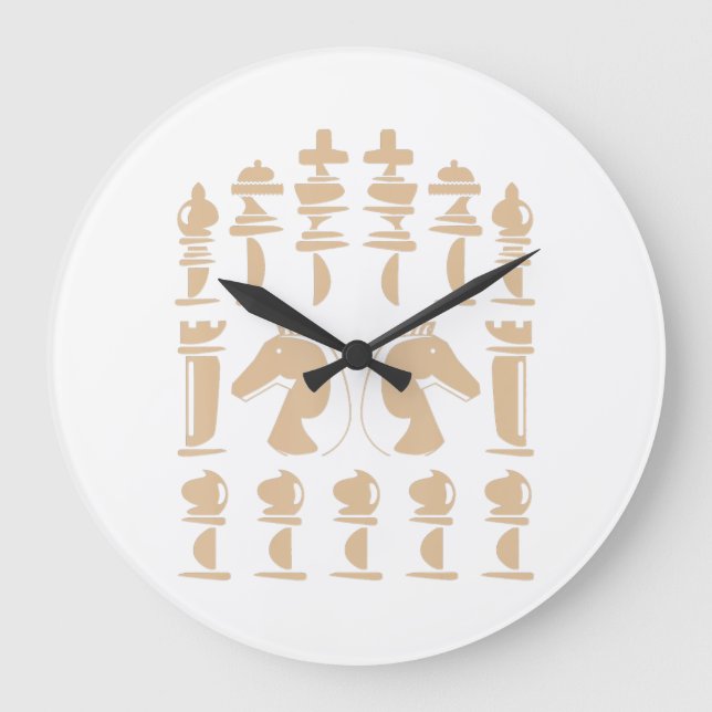 Chess :Lover | Knight Chess Figure Chess Large Clock (Front)
