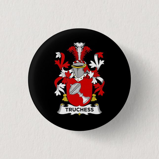 Chess Lover | Truchess Coat of Arms - Family Crest 3 Cm Round Badge (Front)
