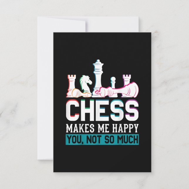 Chess Makes Me Happy Humour Funny Gift RSVP Card (Front)