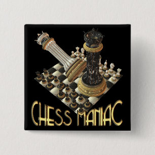 Chess Maniac 15 Cm Square Badge