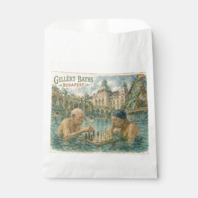 Chess match Gellert Baths Budapest Hungary Favour Bags (Front)