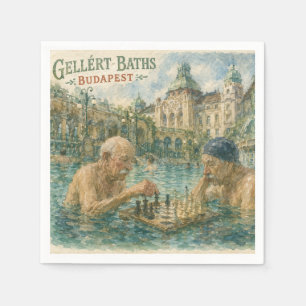 Chess match Gellert Baths Budapest Hungary Napkin