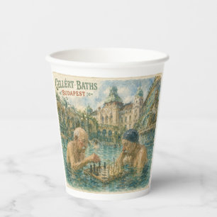 Chess match Gellert Baths Budapest Hungary Paper Cups