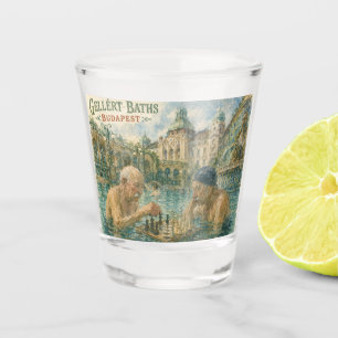 Chess match Gellert Baths Budapest Hungary Shot Glass