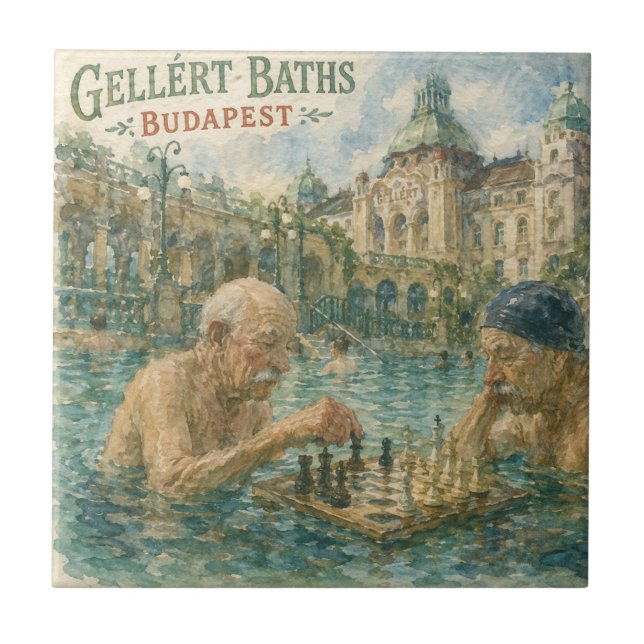 Chess match Gellert Baths Budapest Hungary Tile (Front)