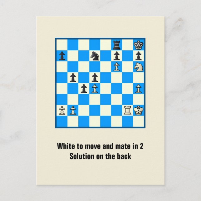 Chess Mate In 2 Puzzle #5 Postcard (Front)