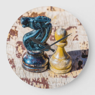 Chess Pawn and Knight - Veterans Large Clock