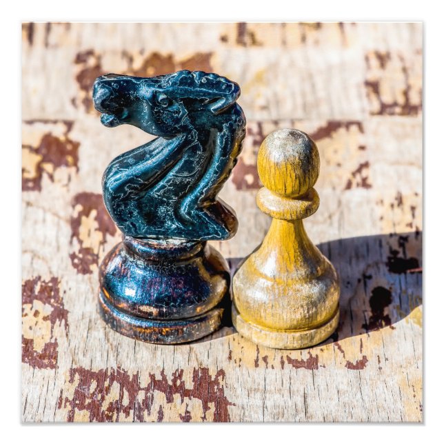 Chess Pawn and Knight - Veterans Photo Print (Front)
