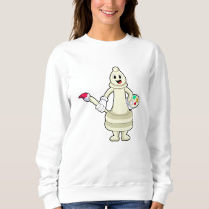 Chess piece Bishop as Painter with Brush & Colour Sweatshirt