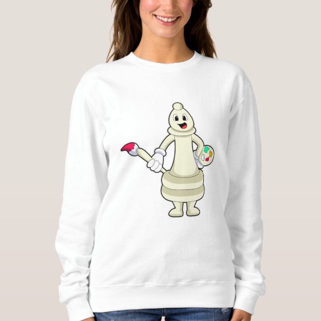Chess piece Bishop as Painter with Brush & Colour Sweatshirt (Front)