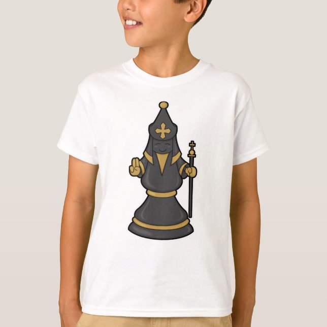Chess piece Bishop at Chess with Staff T-Shirt (Front)