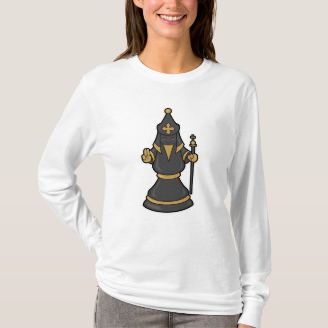Chess piece Bishop at Chess with Staff T-Shirt (Front)