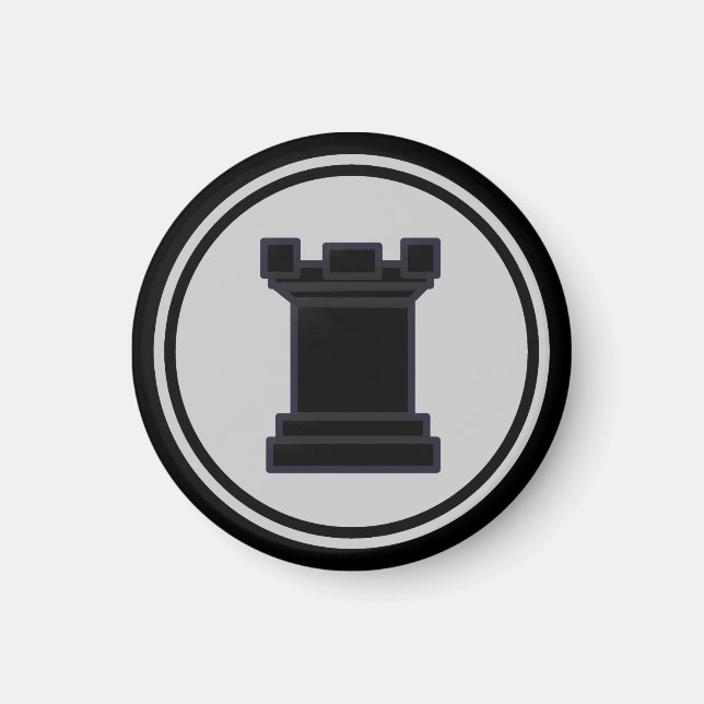 Chess Piece Black Rook Magnet (Front)