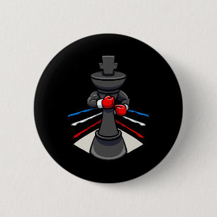 Chess Piece Boxer Boxing Gloves King  6 Cm Round Badge