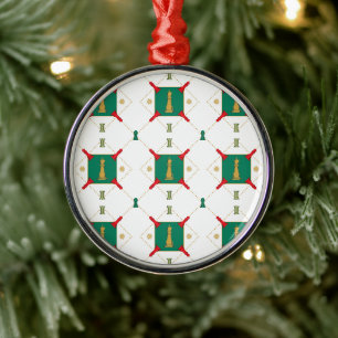 Chess Piece Christmas Art - King Rook Snowflakes Metal Tree Decoration