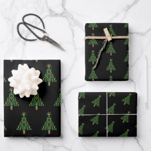 Chess Piece Christmas Tree Wrapping Paper Sheet