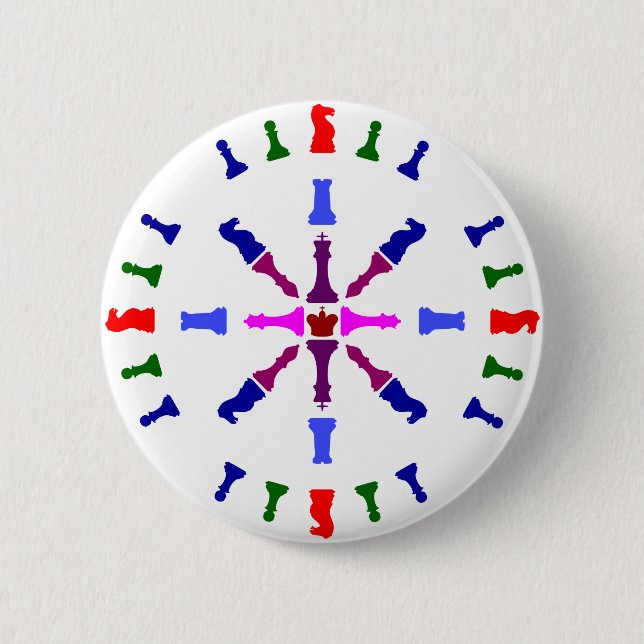 Chess Piece Design 6 Cm Round Badge (Front)