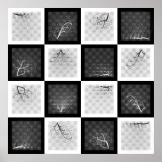 Chess Piece Journeys (Black and White Pieces) Poster