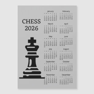 Chess Piece King 2026 Calendar Magnetic Card