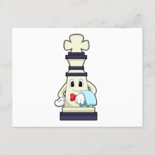 Chess piece King as Waiter with Towel Postcard