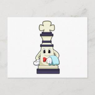 Chess piece King as Waiter with Towel Postcard