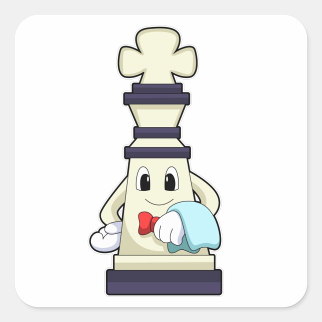 Chess piece King as Waiter with Towel Square Sticker (Front)