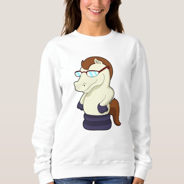Chess piece Knight as Horse with Sunglasses Sweatshirt (Front)