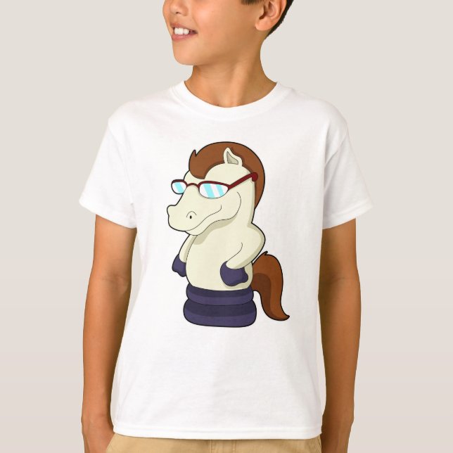 Chess piece Knight as Horse with Sunglasses T-Shirt (Front)