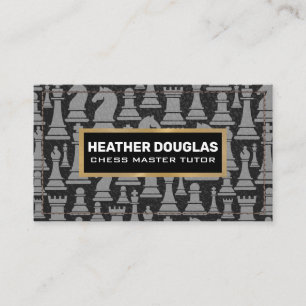 Chess Piece Pattern   Stitched Leather Business Card