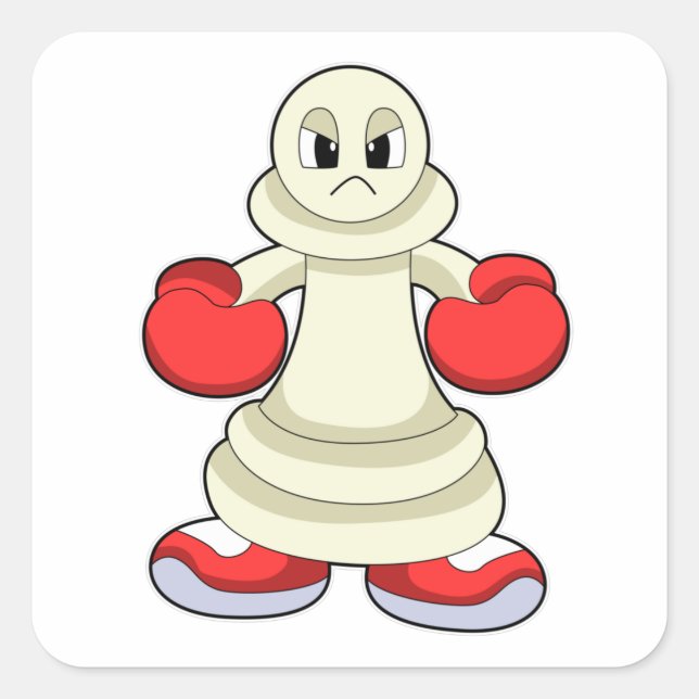 Chess piece Pawn as Boxer with Boxing gloves Square Sticker (Front)