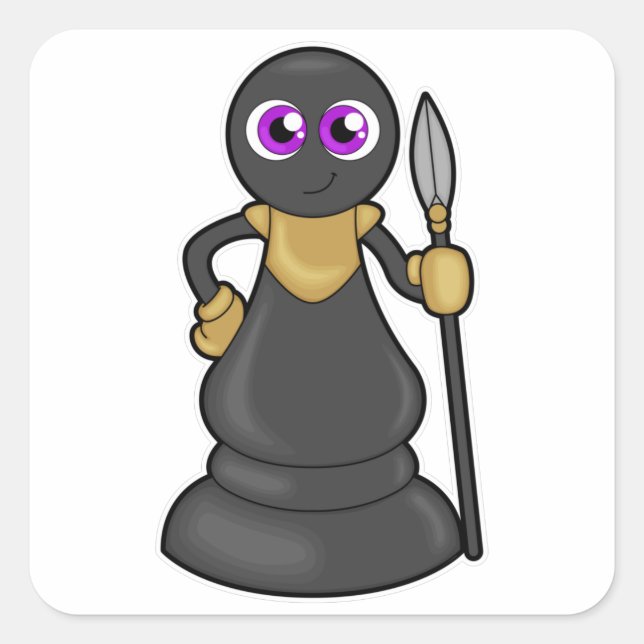 Chess piece Pawn at Chess with Spear Square Sticker (Front)