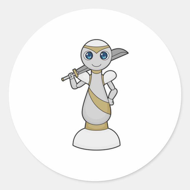 Chess piece Pawn Sword Chess Classic Round Sticker (Front)