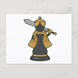 Chess piece Queen at Chess with Sword Postcard