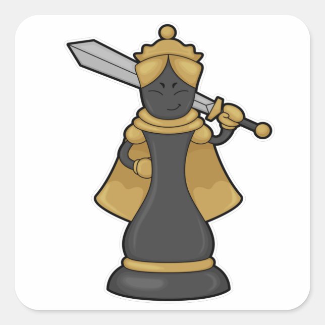 Chess piece Queen at Chess with Sword Square Sticker (Front)