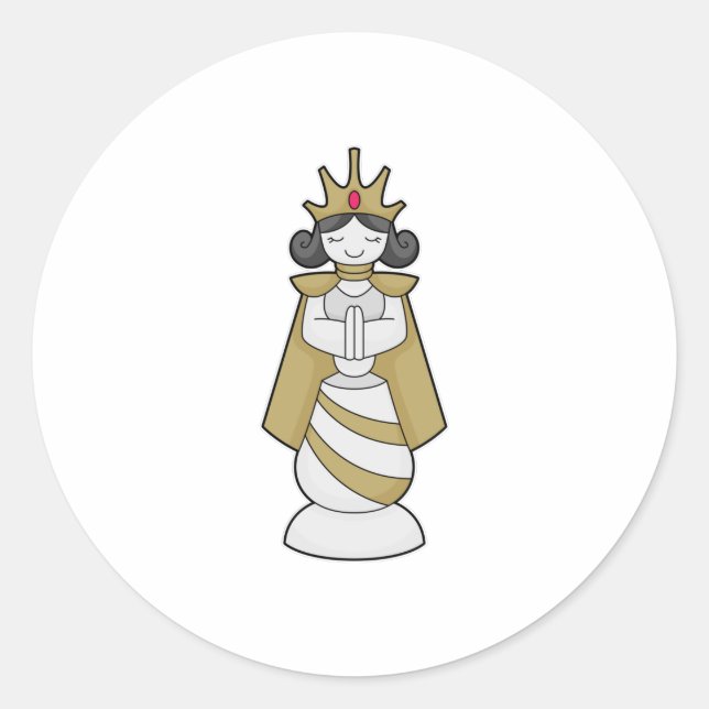 Chess piece Queen Crown Chess Classic Round Sticker (Front)