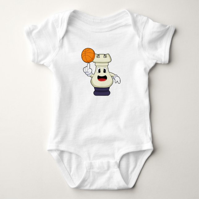 Chess piece Rook at Basketball Sports Baby Bodysuit (Front)