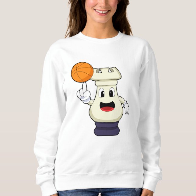 Chess piece Rook at Basketball Sports Sweatshirt (Front)