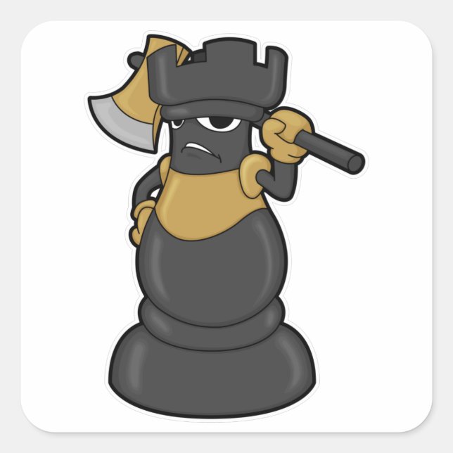 Chess piece Rook at Chess with Axe Square Sticker (Front)