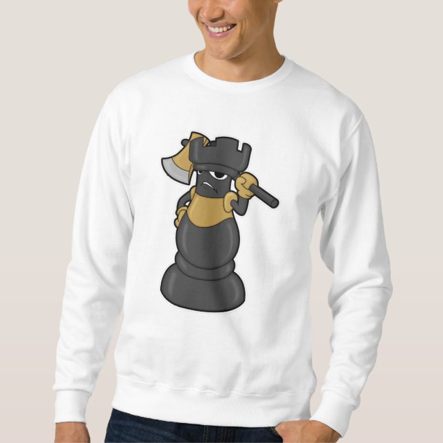 Chess piece Rook at Chess with Axe Sweatshirt (Front)