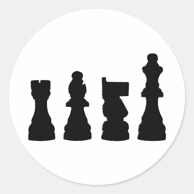 Chess piece silhouette design classic round sticker (Front)